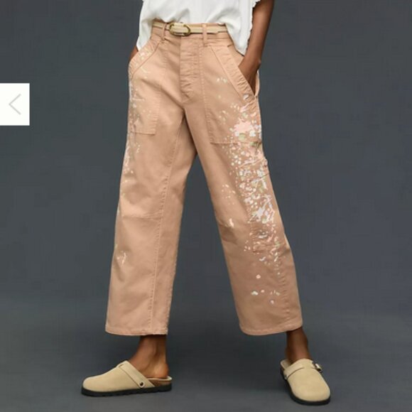 PILCRO Anthropologie Millie Low Slung Barrel Pants Size 28 Paint Splatter ~EUC - Picture 1 of 15